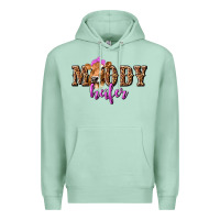 Seafoam Moody Heifer with Leopard Premium Hoodie - texasbilliewilder