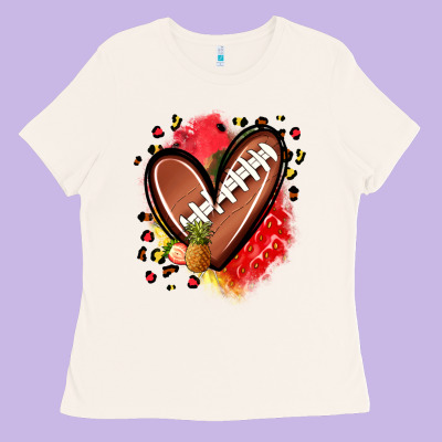 Fruits And Football Heart Ladies Tee Designed By Zillion Design Studio