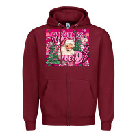 Burgundy pink christmas vibes Zipper Hoodie - MaliasSmallBusiness