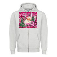 Dove Grey pink christmas vibes Zipper Hoodie - MaliasSmallBusiness