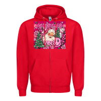Red pink christmas vibes Zipper Hoodie - MaliasSmallBusiness