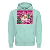 Seafoam pink christmas vibes Zipper Hoodie - MaliasSmallBusiness