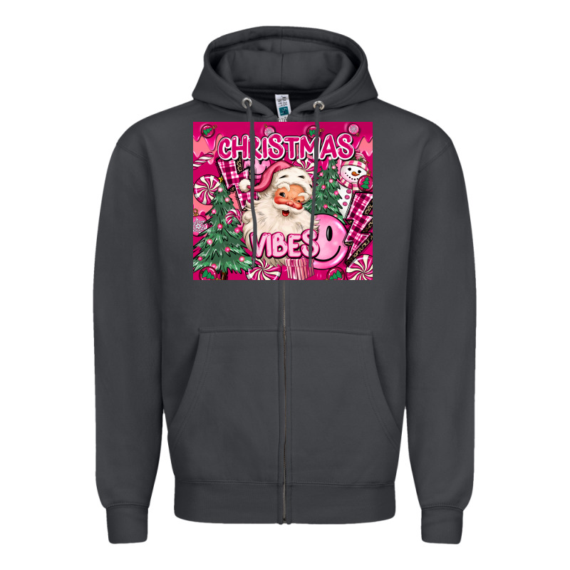 Pink Christmas Vibes Zipper Hoodie by MaliasSmallBusiness | Teevron