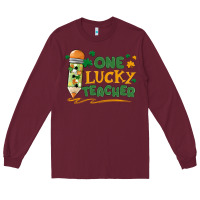 Burgundy one lucky teacher Long Sleeve Tee - MaliasSmallBusiness