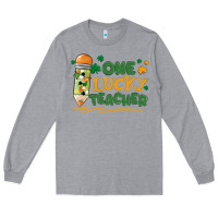Heather Grey one lucky teacher Long Sleeve Tee - MaliasSmallBusiness