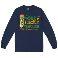 Navy one lucky teacher Long Sleeve Tee - MaliasSmallBusiness