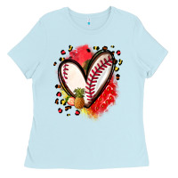 Baby Blue fruits and baseball heart Ladies Tee - Zillion Design Studio