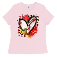 Bubblegum Pink fruits and baseball heart Ladies Tee - Zillion Design Studio