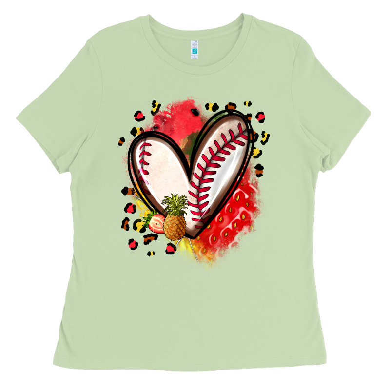 Fruits And Baseball Heart Ladies Tee by Zillion Design Studio | Teevron