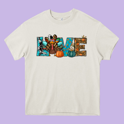 Love Thanksgivings Turkey Heavy Core Tee Designed By Ranaportraitstore
