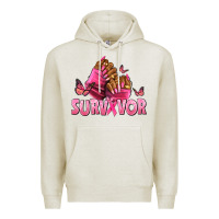 Oatmeal Heather Breast Cancer survivor afro nails Premium Hoodie - NancyCooperArtShop
