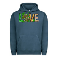 Pigment Midnight Navy St. Patrick's Love luck with clover Urban Hoodie - HowdyJamesFarm