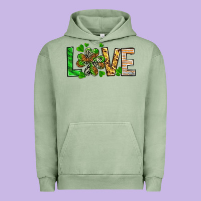 St. Patrick's Love Luck With Clover Urban Hoodie Designed By Howdyjamesfarm