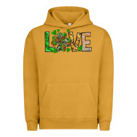 Pigment Peanut Butter St. Patrick's Love luck with clover Urban Hoodie - HowdyJamesFarm