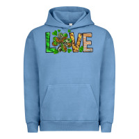 Pigment Pebble Blue St. Patrick's Love luck with clover Urban Hoodie - HowdyJamesFarm