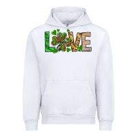 White St. Patrick's Love luck with clover Urban Hoodie - HowdyJamesFarm