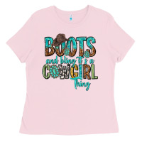 Bubblegum Pink boots and bling its a cowgirl thing Ladies Tee - texasbilliewilder