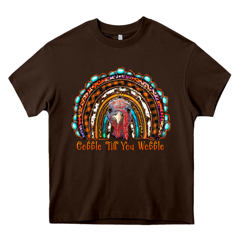 Gobble Till You Wobble Thanksgiving Rainbow Heavy Core Tee by RanaPortraitStore | Teevron