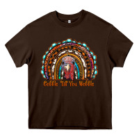 Chocolate Brown gobble till you wobble thanksgiving rainbow Heavy Core Tee - RanaPortraitStore