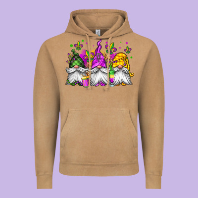 Mardi Gras Gnomes Vintage Hoodie Designed By Jasminsmagicworld