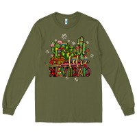 Army Green feliz navidad cactus Long Sleeve Tee - JahusDesignShop