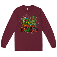 Burgundy feliz navidad cactus Long Sleeve Tee - JahusDesignShop