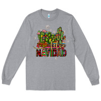 Heather Grey feliz navidad cactus Long Sleeve Tee - JahusDesignShop
