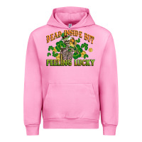 Fuchsia Pink Dead inside but feeling lucky St. Patrick's Day Urban Hoodie - CowGirlArtShop
