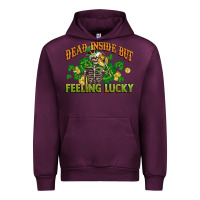 Mauve Wine Dead inside but feeling lucky St. Patrick's Day Urban Hoodie - CowGirlArtShop