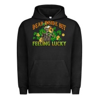 Pigment Black Dead inside but feeling lucky St. Patrick's Day Urban Hoodie - CowGirlArtShop