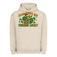 Pigment French Oak Dead inside but feeling lucky St. Patrick's Day Urban Hoodie - CowGirlArtShop