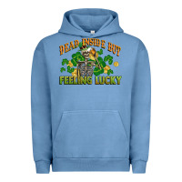 Pigment Pebble Blue Dead inside but feeling lucky St. Patrick's Day Urban Hoodie - CowGirlArtShop