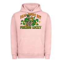Pigment Salmon Dead inside but feeling lucky St. Patrick's Day Urban Hoodie - CowGirlArtShop