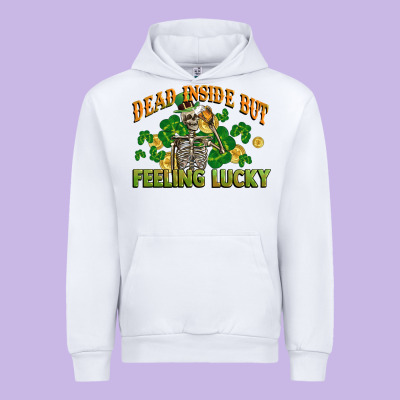 Dead Inside But Feeling Lucky St. Patrick's Day Urban Hoodie Designed By Cowgirlartshop