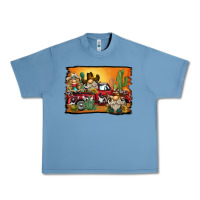 Pebble Blue western truck cowboy gnome background Urban Heavy Tee - BarkalooDesign