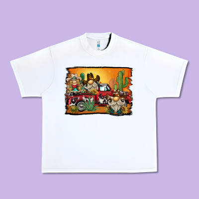 Western Truck Cowboy Gnome Background Urban Heavy Tee Designed By Barkaloodesign