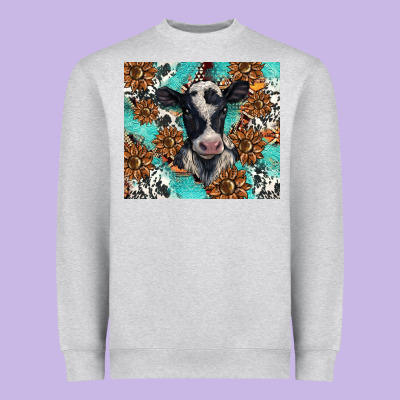 Western Black And White Cow Heavyweight Sweatshirt Designed By Barkaloodesign