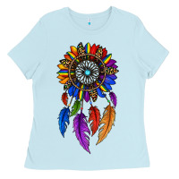 Baby Blue pride sunflower dreamcatcher Ladies Tee - JahusDesignShop