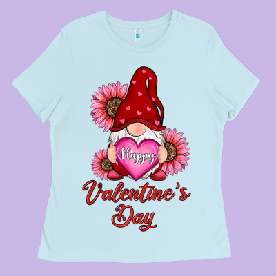 Happy Valentine's Day Gnomes With Sunflower Ladies Tee Designed By Ranaportraitstore