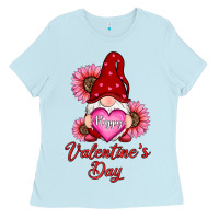 Baby Blue happy valentine's day gnomes with sunflower Ladies Tee - RanaPortraitStore