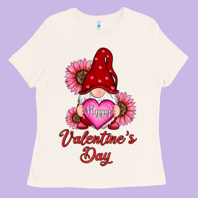 Happy Valentine's Day Gnomes With Sunflower Ladies Tee Designed By Ranaportraitstore