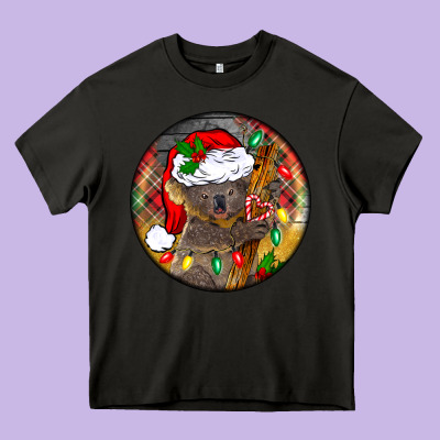 Christmas Koala Heavy Core Tee Designed By Barkaloodesign