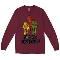 Burgundy black history malia Long Sleeve Tee - MaliasSmallBusiness