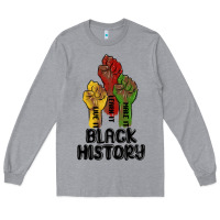 Heather Grey black history malia Long Sleeve Tee - MaliasSmallBusiness