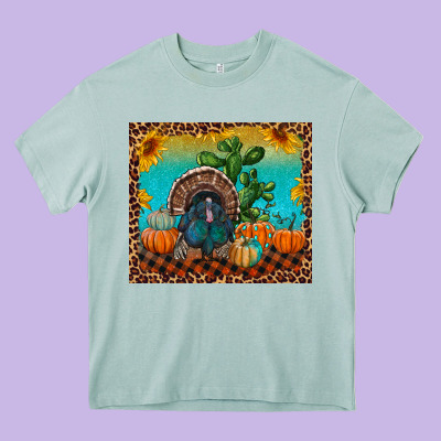 Turkey And Pumpkins Heavy Core Tee Designed By Ranaportraitstore