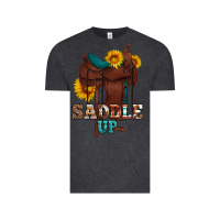 Vintage Black saddle up cowboy western sunflowers Vintage Tee - Artiststas