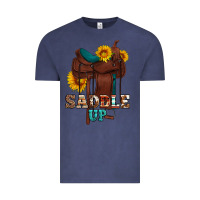 Vintage Denim saddle up cowboy western sunflowers Vintage Tee - Artiststas