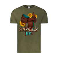 Vintage Olive saddle up cowboy western sunflowers Vintage Tee - Artiststas