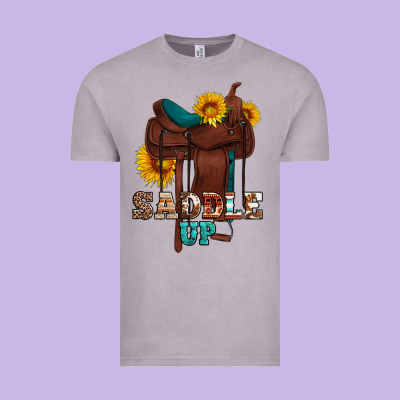 Saddle Up Cowboy Western Sunflowers Vintage Tee Designed By Artiststas
