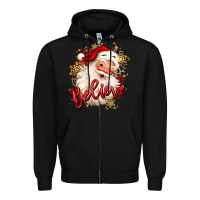Black believe christmas santa claus Zipper Hoodie - MaliasSmallBusiness